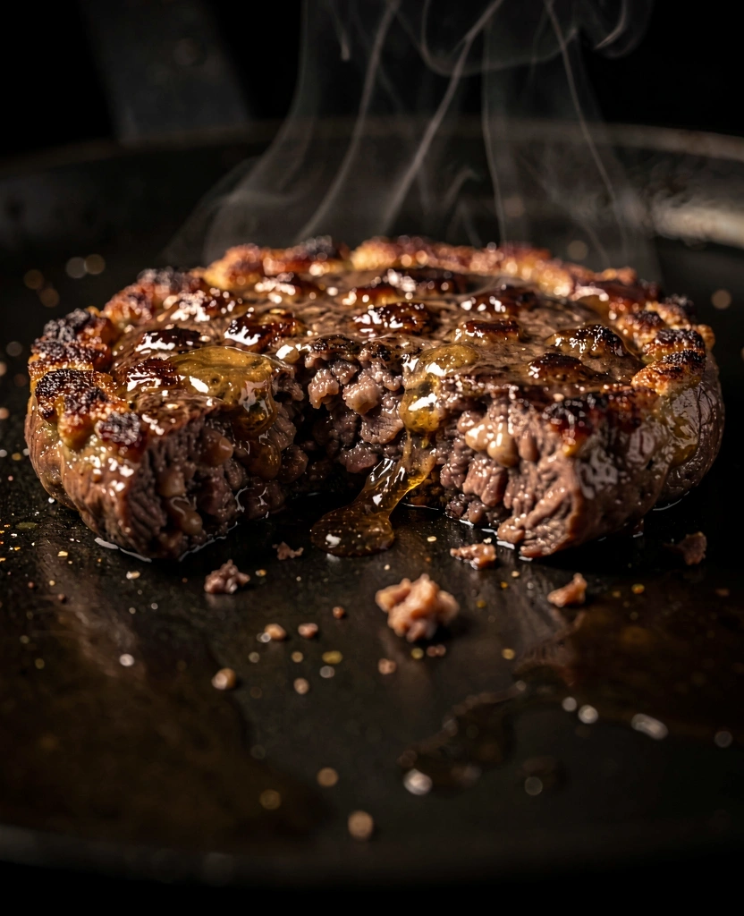 Crispy beef patty texture