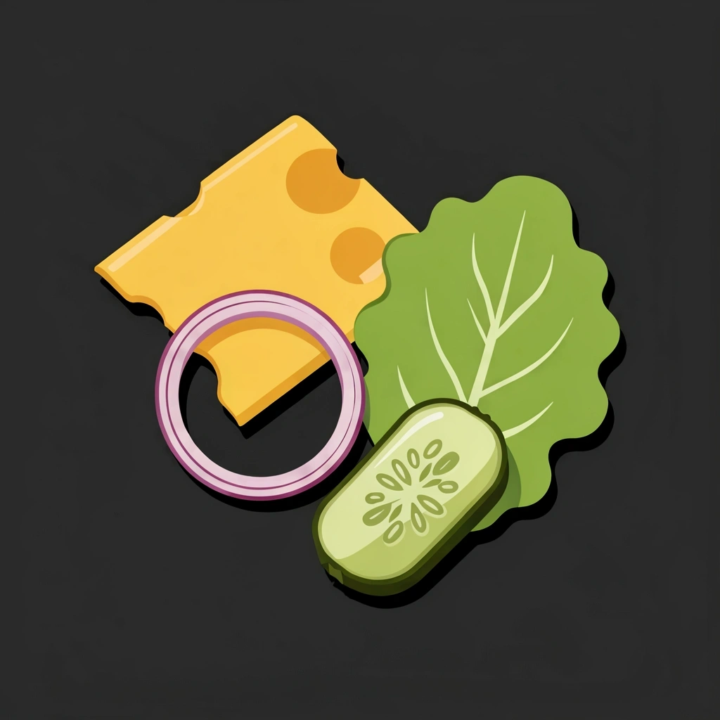 Deconstructed burger ingredients