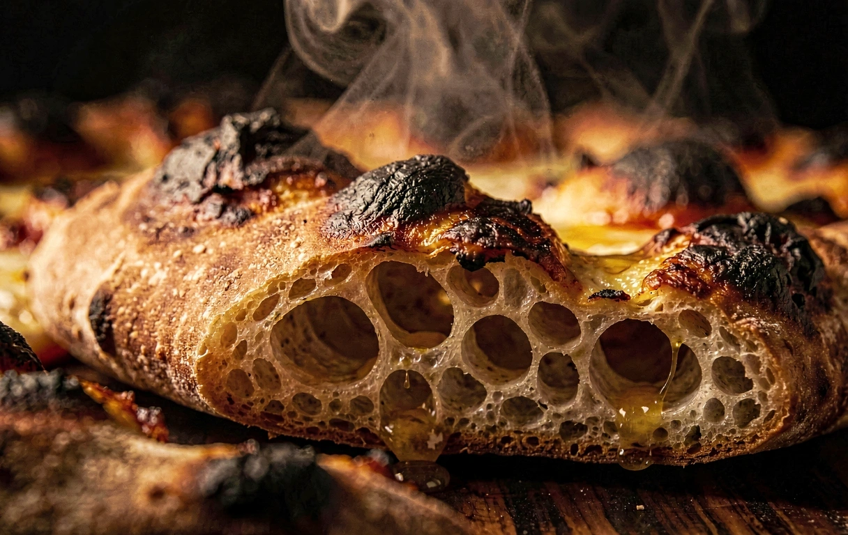 Cross-section of air pockets in crust